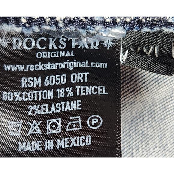 Rockstar Original Denim Jacket Mens XXL Blue Saint Sinner Distressed Streetwear - Picture 4 of 7